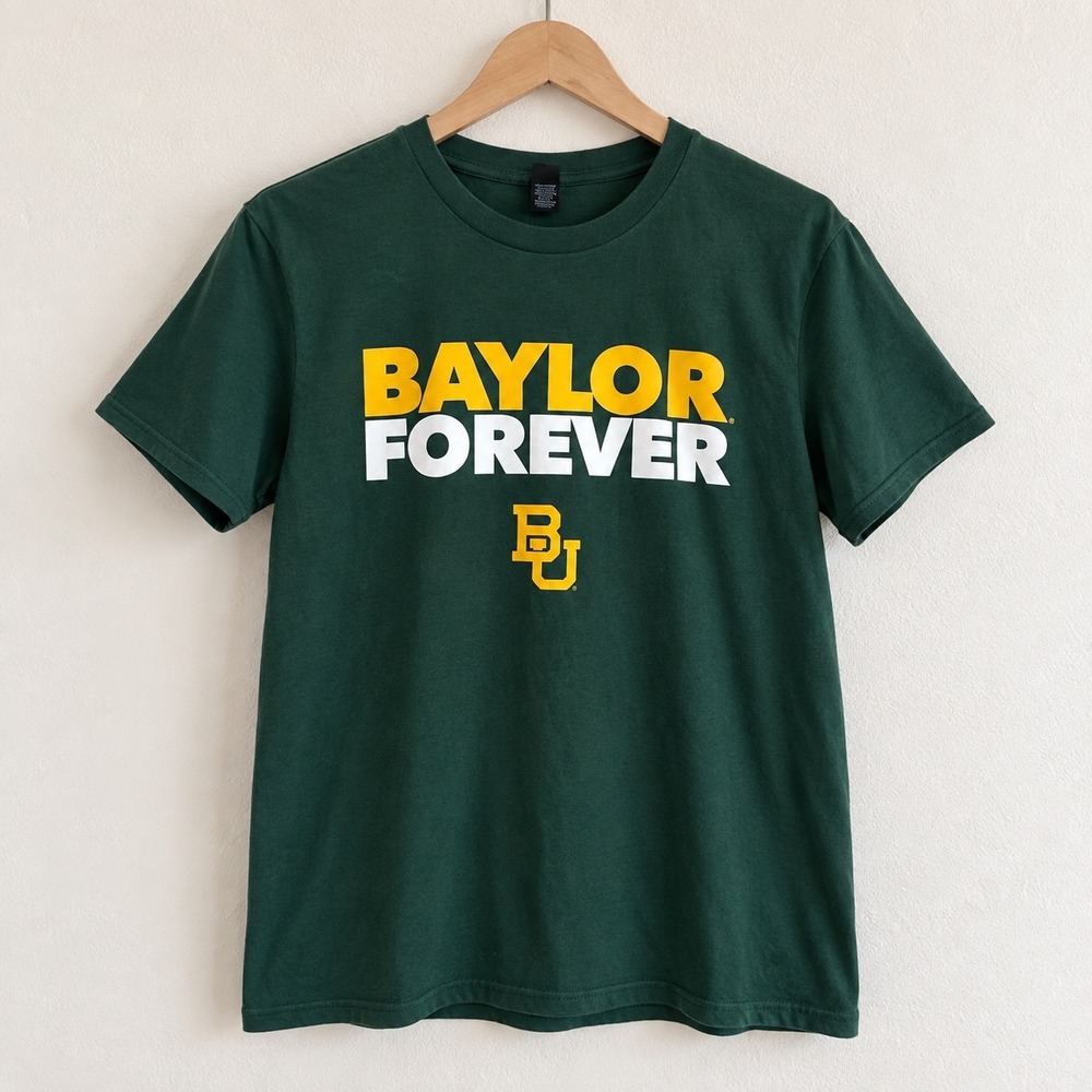 District Baylor Forever T-Shirt Mens Small Green BU Bears NCAA Cotton Tee